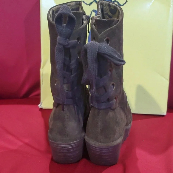 Fly London Yada oil suede brown wedge slouch boots iob - Picture 3 of 12